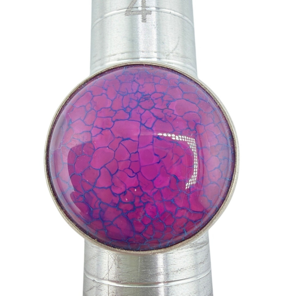 Vibrant Purple Blue Dragon Vein Agate 925 Sterling Silver Ring Size 6.5